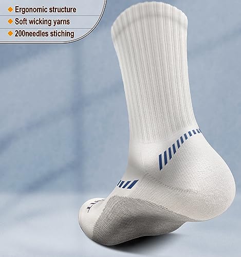 Men 6 Pack Athletic Compression Crew Socks for Running Gym Sports (8-10 / Black/White 2737)