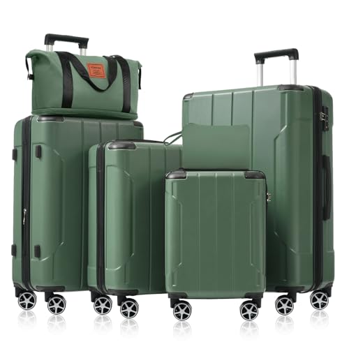 6 Piece Luggage Set (Green / 6-Piece Set)