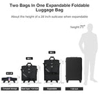 Expandable Luggage Bags for Travel Collapsible Suitcase with Wheels (Black)