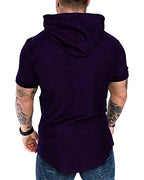 Mens Fashion Hoodies Sport Pullover Solid Color Shirt Workout Lightweight Tops Purple (Small / Purple1)