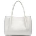 Tote Bag for Women Vegan Leather Shoulder Purse Trendy Travel Bag (White02)