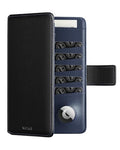 Passport Holder Compatible with Airtag Holder RFID Blocking Passport Wallet Travel Leather Passport for Women (Black Navy)
