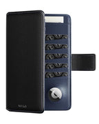 Passport Holder Compatible with Airtag Holder RFID Blocking Passport Wallet Travel Leather Passport for Women (Black Navy)