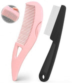 Dandruff Comb Removal 2PC Hollow Fine Tooth Scalp Detox Hair Care Tool (Pink+Black 2PC)