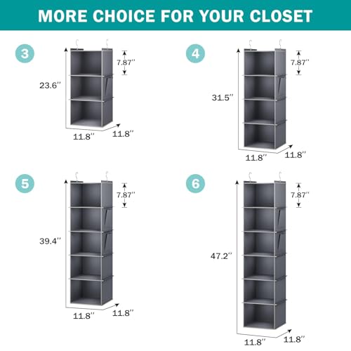 Hanging Closet Organizer and Storage for Clothes (5-SHELF / Grey)