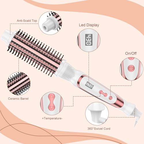 Thermal Brush 1.5 Inch Curling Iron Volumizing Heated Round Brush (White / 1.5 Inch)