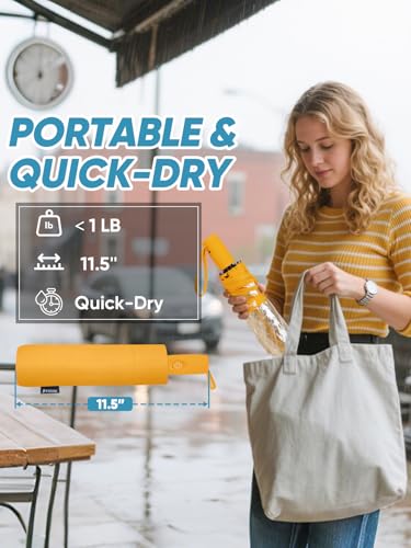 Windproof Travel Umbrellas for Rain and Sun (Clear-Yellow / 2 PK)