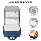 16 Inch Expandable Carry on Luggage with 2 Wheels Airline Approved (Blue / 16 Inch EXT)