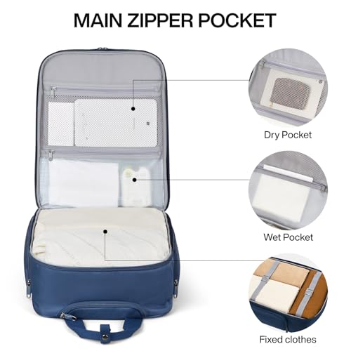 16 Inch Expandable Carry on Luggage with 2 Wheels Airline Approved (Blue / 16 Inch EXT)