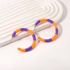 Game Day Earrings Football Baseball Earrings for Women Sports Team Heishi Hoop Earring Football Accessories Outfits Cheer Mom Essentials Fall Sports Must Haves Cheer Gifts (Orange Purple)