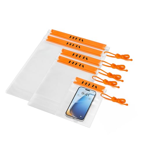 5 Pack Clear Waterproof Dry Bag Pouch (Orange)