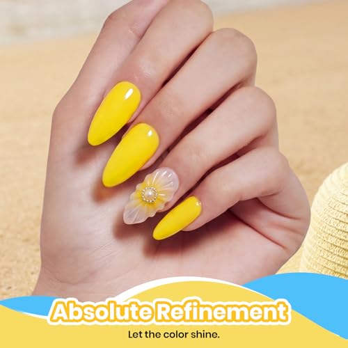 Beetles Yellow Gel Nail Polish (K - Neon Yellow | Lemon Stripe)