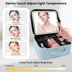 Makeup Bag with Mirror (Baby Blue / Makeup bag with LED lights)