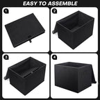 Large 42 Quarts Fabric Storage Bins with Lids [2 (Black / Large - 2 Pack)