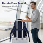 Travel Backpack for Men with Anti Theft Pocket (Dark Blue Brown / 17 Inch)