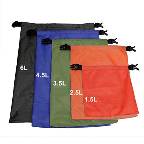 Dry Bag, 5-Pack Ultralight Dry Sack, Outdoor Roll Top Drybags (Multicolour)