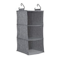 3‑Shelf Hanging Closet Organizer with Hooks in Poly Linen and PEVA Shelving