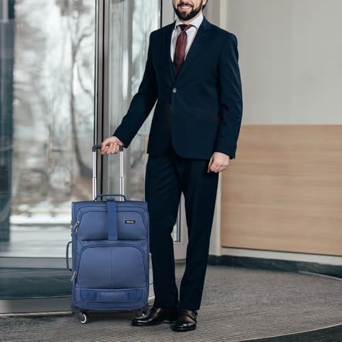28 Inch Softside Expandable Checked Luggage with 4 Spinner Wheels (Blue / 28 Inch)