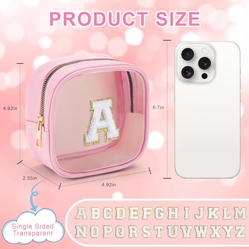 Mini Initial Makeup Bag (Mini-Pink / J)