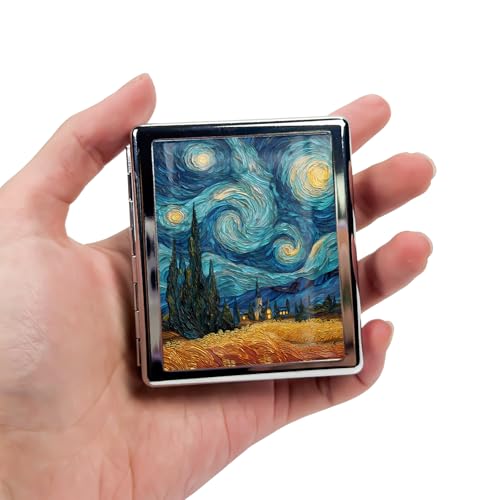 8‑Compartment Metal Pill Box Organizer (Starry Swirl in Wheatfield)