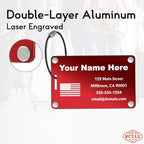 Personalized Metal Luggage Tags for Suitcases (Red)
