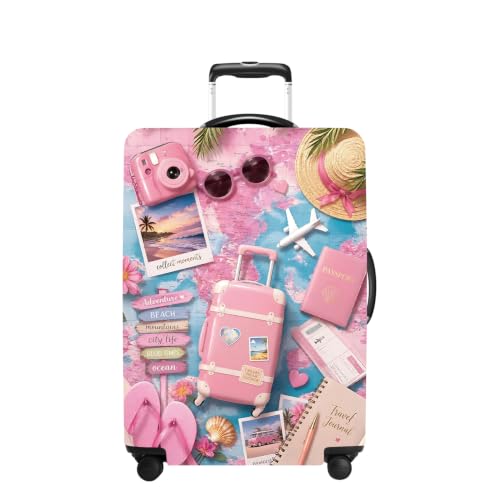 Luggage Cover Washable Suitcase Protector Anti (Pink Summer / L(fits 28-30Inch suitcase))