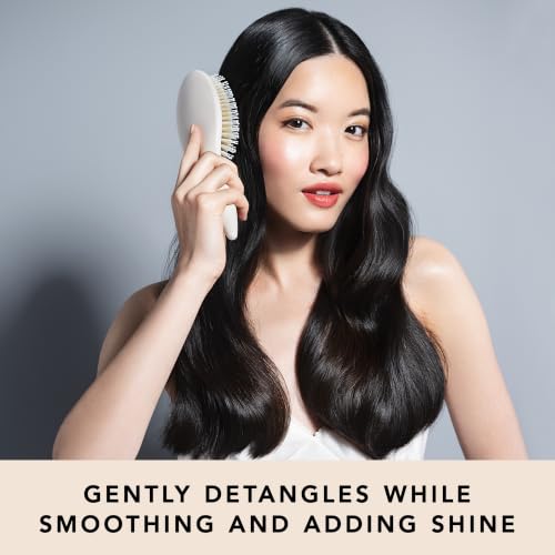 Finish & Shine Boar Bristle Hairbrush for Smooth Shiny Hair (Regular / Cream)