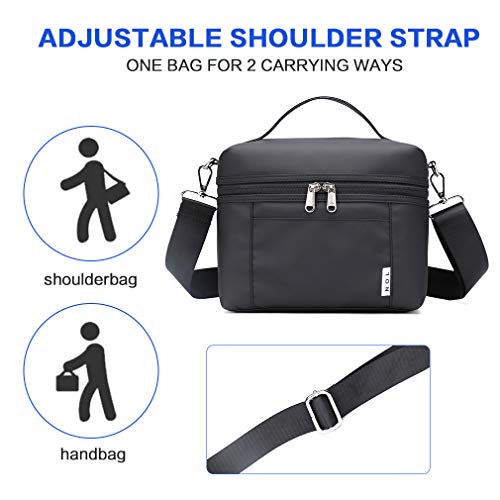 NOL Small Insulated Lunch Bags for Women Cooler Bag Lightweight Nylon Waterproof Lunch Box For Work (Black / Small (4 Liters))
