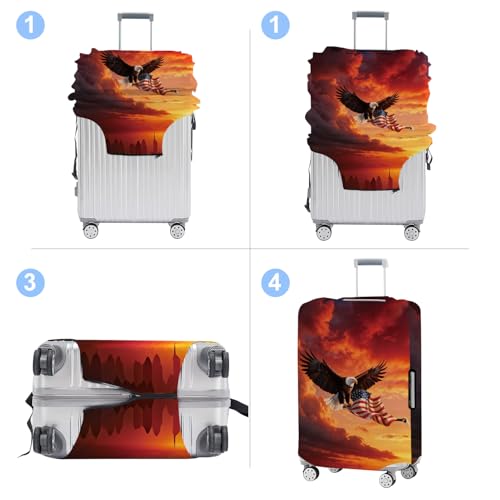 Luggage Cover Washable Suitcase Protector Anti (Eagle / XL(fits 32-34Inch suitcase))