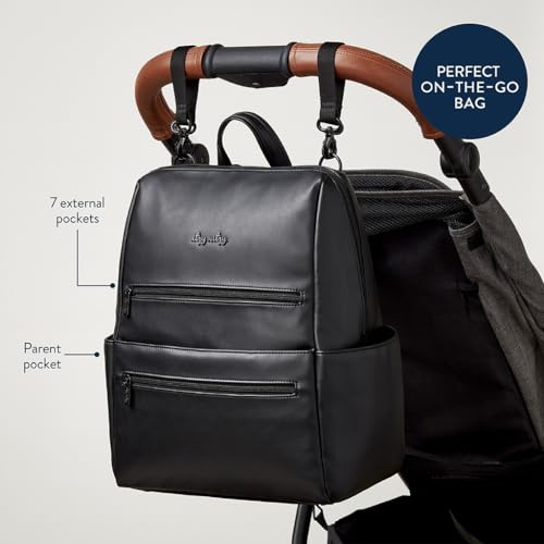 Eras Diaper Bag Backpack with 15 Pockets & Changing Pad (Black)