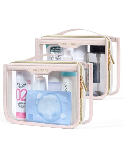 Clear Toiletry Bag for Travel (Pink / Pack of 2)