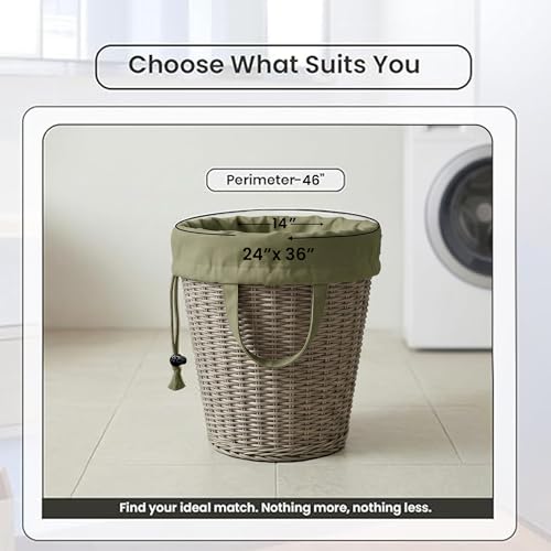 LFH Home Large Premium Cotton Rich Canvas Laundry Bag with Drawstring and Handles Heavy Duty (24"x36" (Pack of 2) / Military Green)
