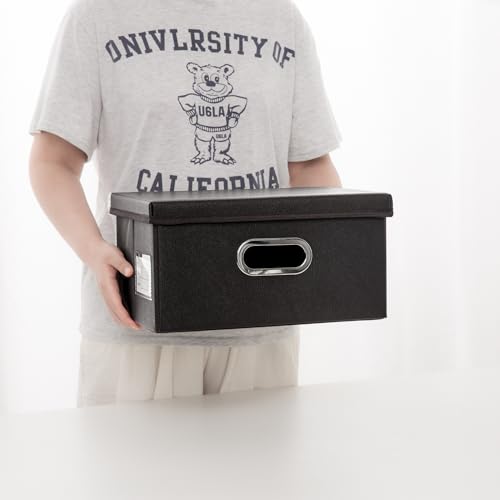 Collapsible Storage Box with Lid [3 (Black / Small(3-Pack))