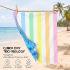 2 Pack Microfiber Beach Towel Oversized 71x32 Colorful Pink Striped (2 Pack Pink Multi / X-Large (32x71 inches))