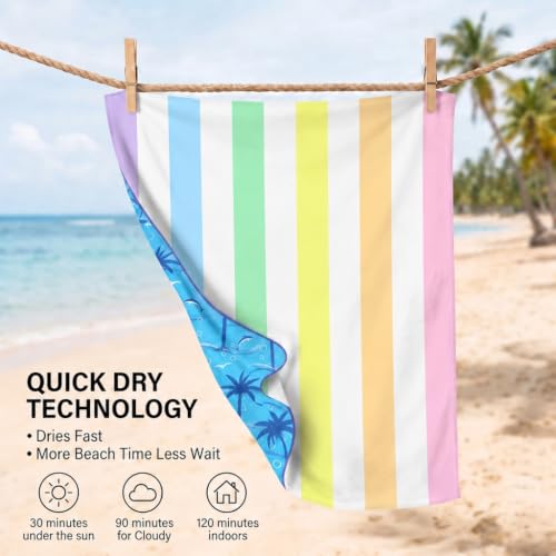 2 Pack Microfiber Beach Towel Oversized 71x32 Colorful Pink Striped (2 Pack Pink Multi / X-Large (32x71 inches))