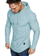 Mens Fashion Athletic Hoodies Sport Sweatshirt Solid Color Fleece Pullover Sky Blue (Medium / Sky Blue)