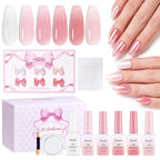 Beetles Pink Jelly Gel Polish Set with Chrome Powder (A - Sheer | Pink | La Ballerine)