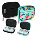 Weekly Travel Pill Organizer Cute Pill Case with 7 Day Pill Box (2 Cases + 2 Boxes / C. Black 01 + Green 01)