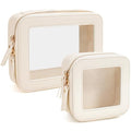 Travel Clear Makeup Bag Set (Mini+Large Beige)