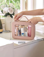 Clear Makeup Case Set Pink Toiletry Bag Travel Large Clear Cosmetic Bag with Zipper (Mauve / Large Luxe)