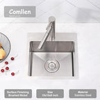 15 x 15 inch Drop in Bar Sink (Brushed Nickel / 15" x 15" x 9")