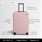 Medium Checked Luggage (Blush Pink)