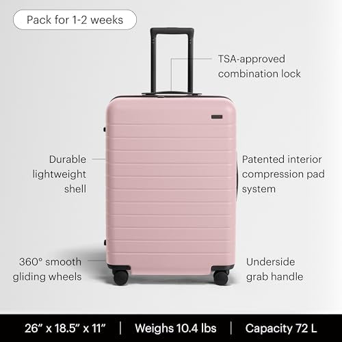 Medium Checked Luggage (Blush Pink)