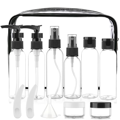 13 Piece 2 oz TSA Approved Travel Bottles for Toiletries Kit (Black-13pcs)