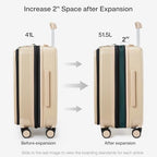Grace Carry On Luggage with Wheels Airline Approved Hard Shell Suitcases with Front Pocket (Cuban Sand / 20 Inch-2)