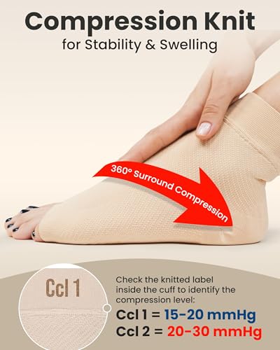 Ankle Compression Sleeve (Beige / 15-20mmHg / 1 Pair / XX-Large)