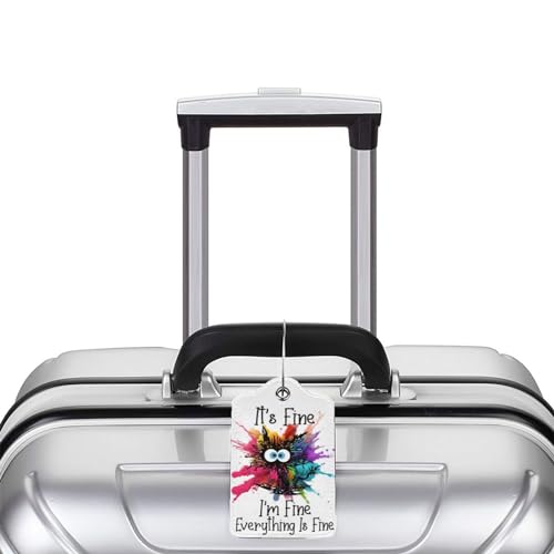 2 Pack Luggage Tags for suitcases Funny Cute I'm Fine It's Fine Luggage Tag (It's Fine)