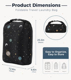 Compression Travel Laundry Bag for Dirty Clothes (Black Planet / Large)