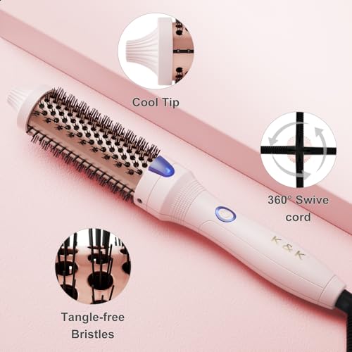 1.25 Inch Tourmaline Ionic Hot Brush Hair Curler for Loose & Volume Curls (White)