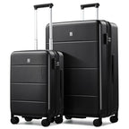 Luggage Set 2 Piece 20 (Jet Black / 20/28 Inch EXT)